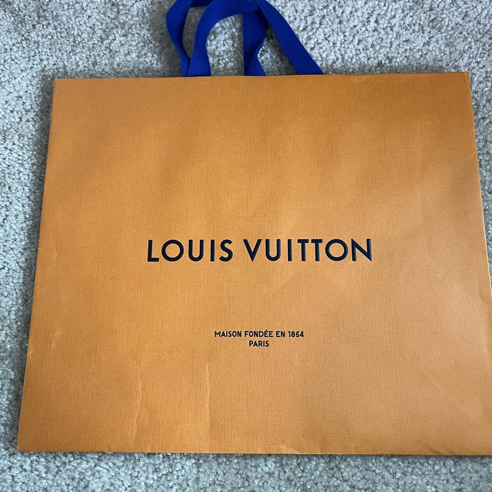Louis Vuitton Tangerine Bag with Navy Handles
